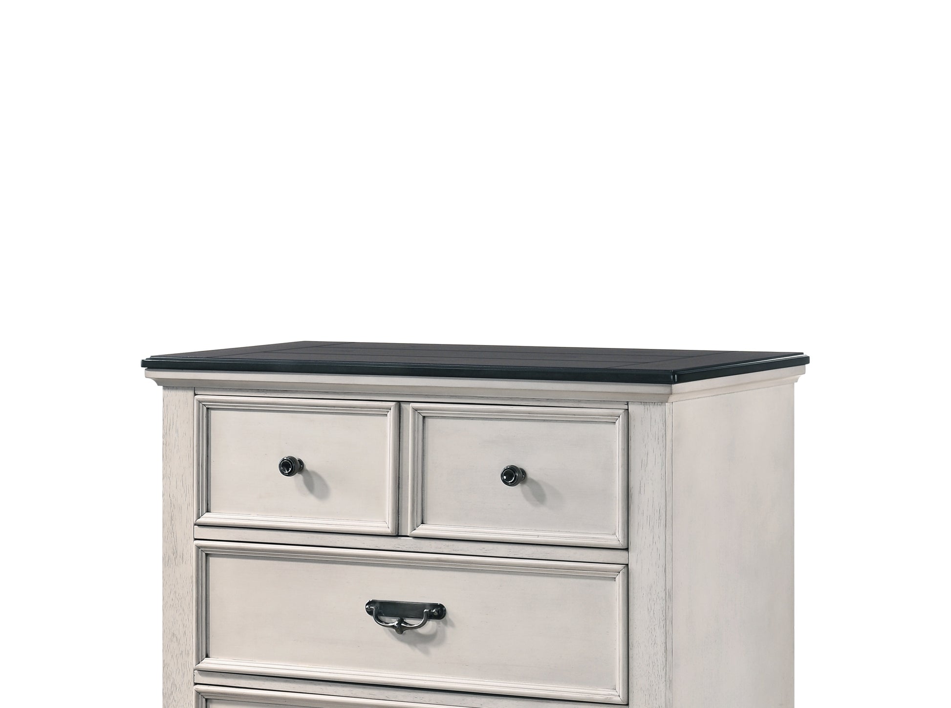 Beautiful Farmhouse Two Tone Finish 1Pc Chest Storage Drawers Bedroom Furniture Black Nickel Hardware Beige Bedroom Farmhouse Solid Wood