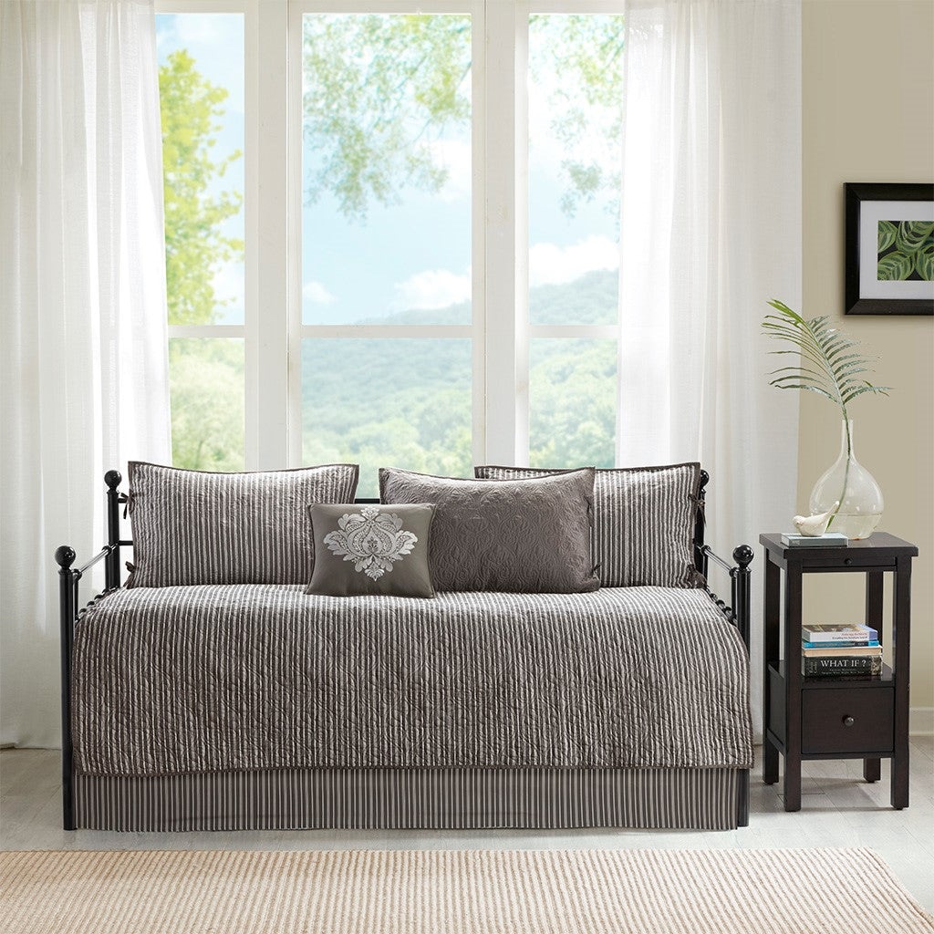 6 Piece Reversible Daybed Cover Set Dark Grey Daybed Dark Grey Cotton