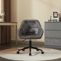 Velvet Home Office Chair, Modern Home Desk Chair With Wheelsvanity Chairs For Living Room, Bedroom,Study Room,Computer Chair Grey Fiber Foam And Polyester Fiber Pad Iron