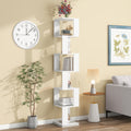 6 Tier Rotating Bookshelf, Floor Rack Simple Bookcase With Acrylic Plate Student Multi Function Creative Bookshelf For Living Room White Particle Board