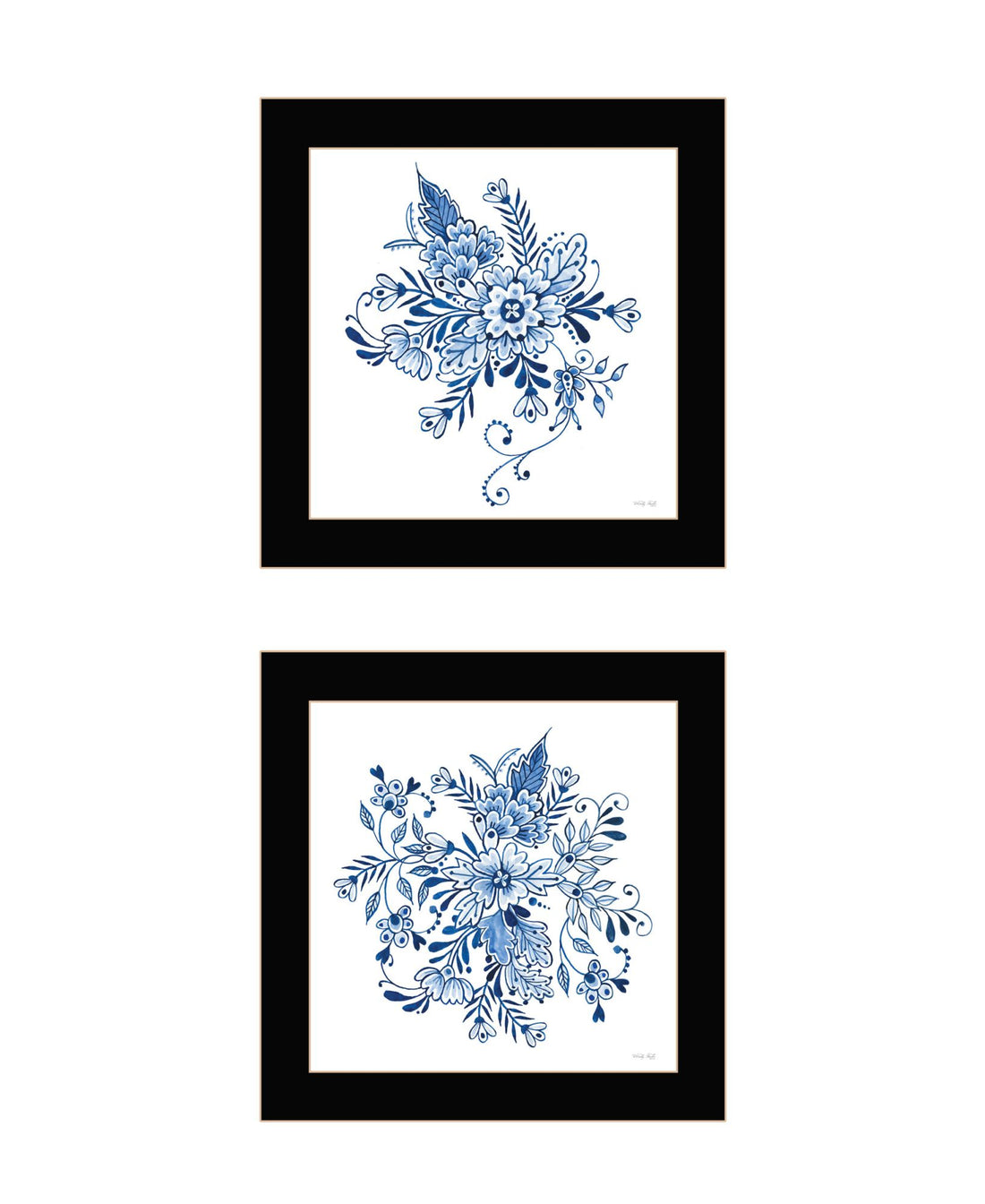 "Delph Designs Of Blue And White Florals" Framed Wall Art For Living Room, Wall Art Print For Home Decor, Bedroom Wall Art By Cindy Jacobs Multicolor Wood Paper