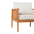 Contemporary Cushioned Eucalyptus Wood Patio Accent Chair Natural Natural Eucalyptus Eucalyptus