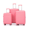 Pp Luggage Sets 3 Piece 20 24 28 , Expandable Carry On Luggage With Tsa Lock Airline Approved, Pp Materials Hard Shell And Lightweight Suitcase With Spinner Wheels Pink Pink Polypropylene