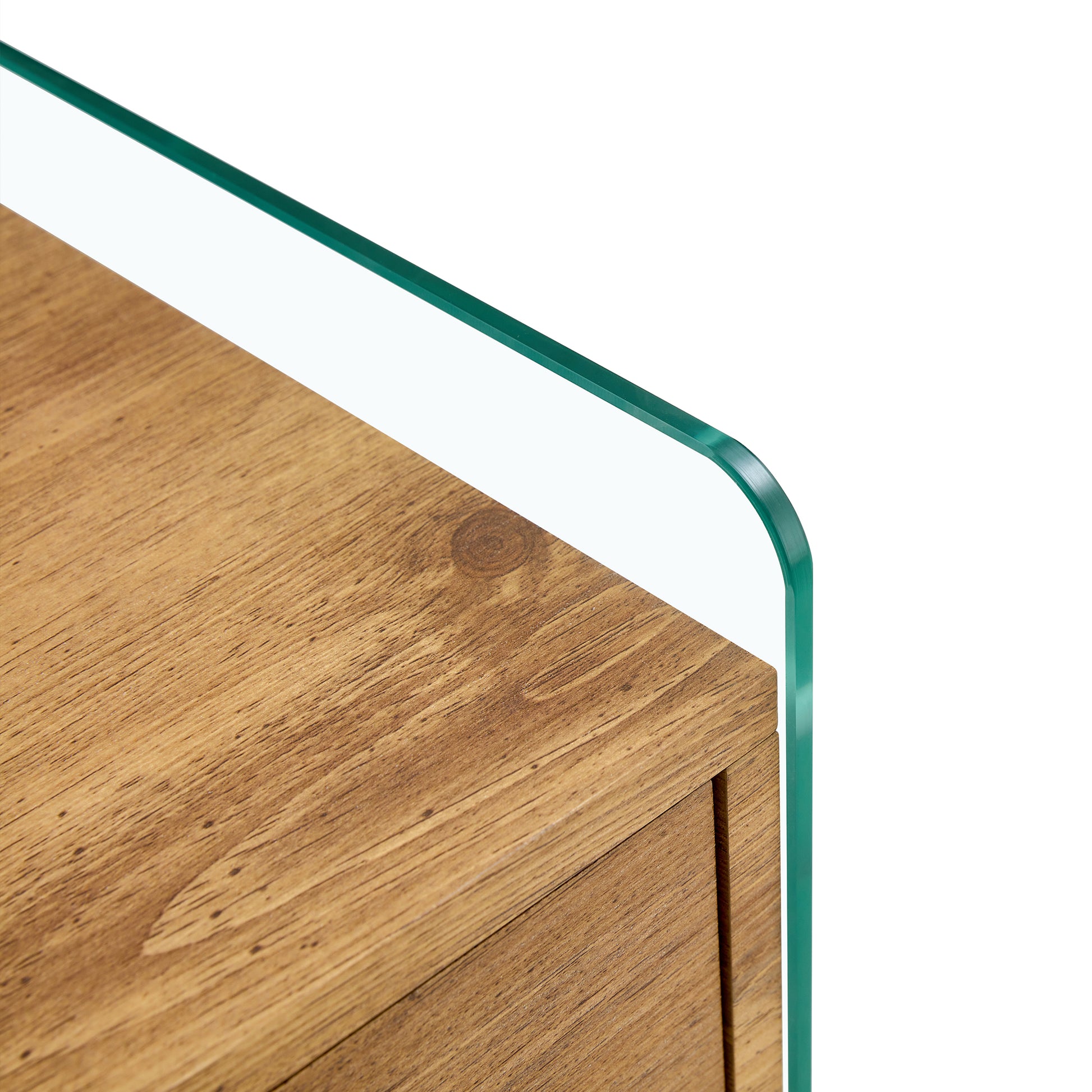 Double Drawer Bedside Table. The Board Surface Is Mdf Sticker, And Both Sides Are Transparent Tempered Glass. The Design Is Simple And Elegant, With Excellent Storage Functions. Wood 2 Drawers Mdf Glass