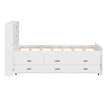 Twin Size Captain Bed With Storage Bookcase Headboard,Captain Bed With Trundle And Three Storage Drawers For Kids Teens Dorm Bedroom Multipurpose Guest Room Or Home, White Box Spring Not Required Twin White Wood Solid Wood Mdf