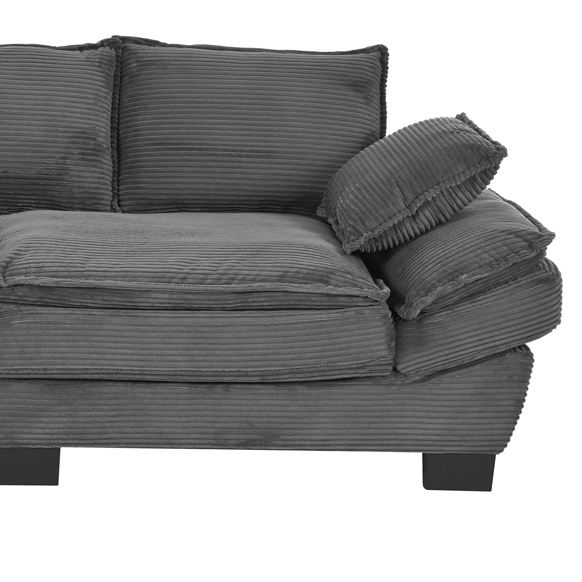 85.4" Modern Curved Sofa, Back Upholstered Couch With 2 Decorative Throw Pillows, Corduroy Fabric Couch For Living Room, Bedroomapartment Gray Corduroy 2 Seat