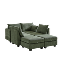 113.5'' Modular Sectiona Corduroy Sofa, Sectional Couches For Living Room U Shaped Sectional Couch With Storage Ottoman, 6 Seats Convertible Sectionals With Chaise Green Corduroy 6 Seat