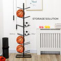 Soozier Ball Storage Rack, Vertical Basketball Rack, Steel Ball Holder Organizer For Gym Garage Classroom, 12 Ball Capacity Black Steel