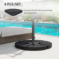 Outsunny 4 Pieces Round Patio Umbrella Base, Cantilever Offset Outdoor Umbrella Weights, 52 Liters Capacity Water Or 112 Lbs Capacity Sand Plates Set, Black Black Hdpe