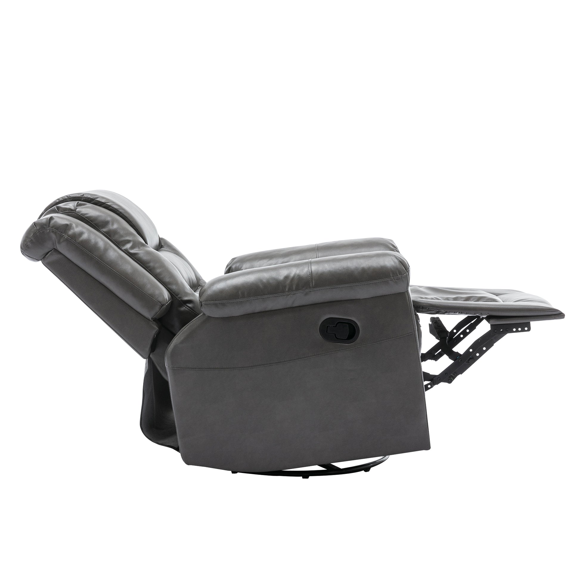 360 Swivel And Rocking Home Theater Recliner Manual Recliner Chair With Wide Armrest For Living Room,Bedroom, Grey Grey Foam Pu