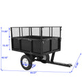 Heavy Duty Lawn Mower Trailer Steel Dump Truck, 661.4 Lbs Load, Garden Utility Trailer With Removable Sidewalls For Transporting Soil, Peat, Building Materials Black Iron