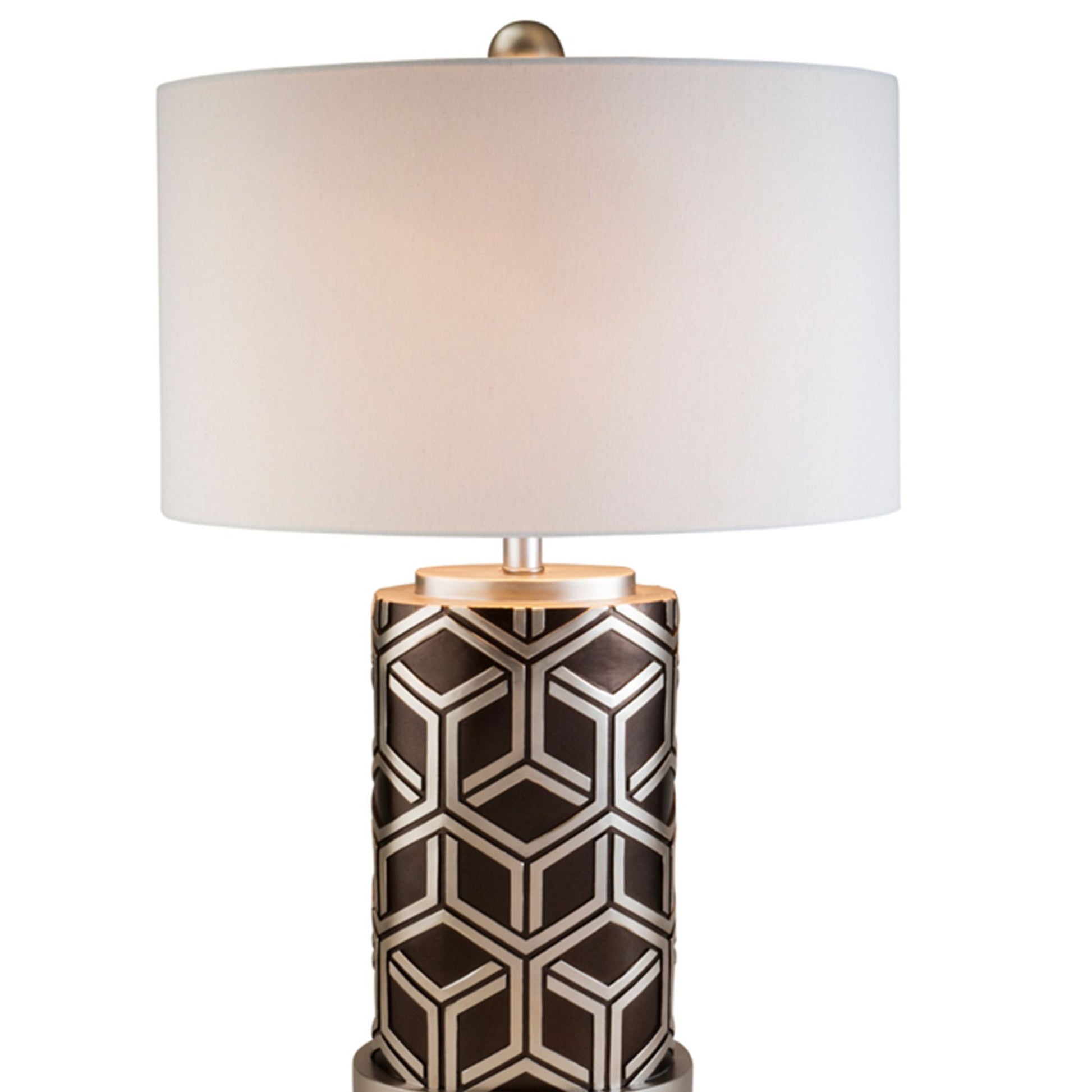 29.5" Tall Polyresin Table Lamp, Weave Chestnut Silver Design Brown Metal