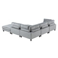 5Pc Modular Sectional Set Gray Corduroy Upholstery 2X Armless Chairs 2X Corner Seats 1X Ottoman Pillows Living Room Furniture Gray Corduroy Wood Primary Living Space Contemporary,Modern Modular