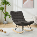 Lazy Rocking Chair,Comfortable Lounge Chair With Wide Backrest And Seat Wood Base, Upholstered Armless Rocker Chair For Living Room, Balcony,Bedroom And Patio Porch. Grey Cushion Iron Grey Primary Living Space Sponge Square Casual Rocking Chairs