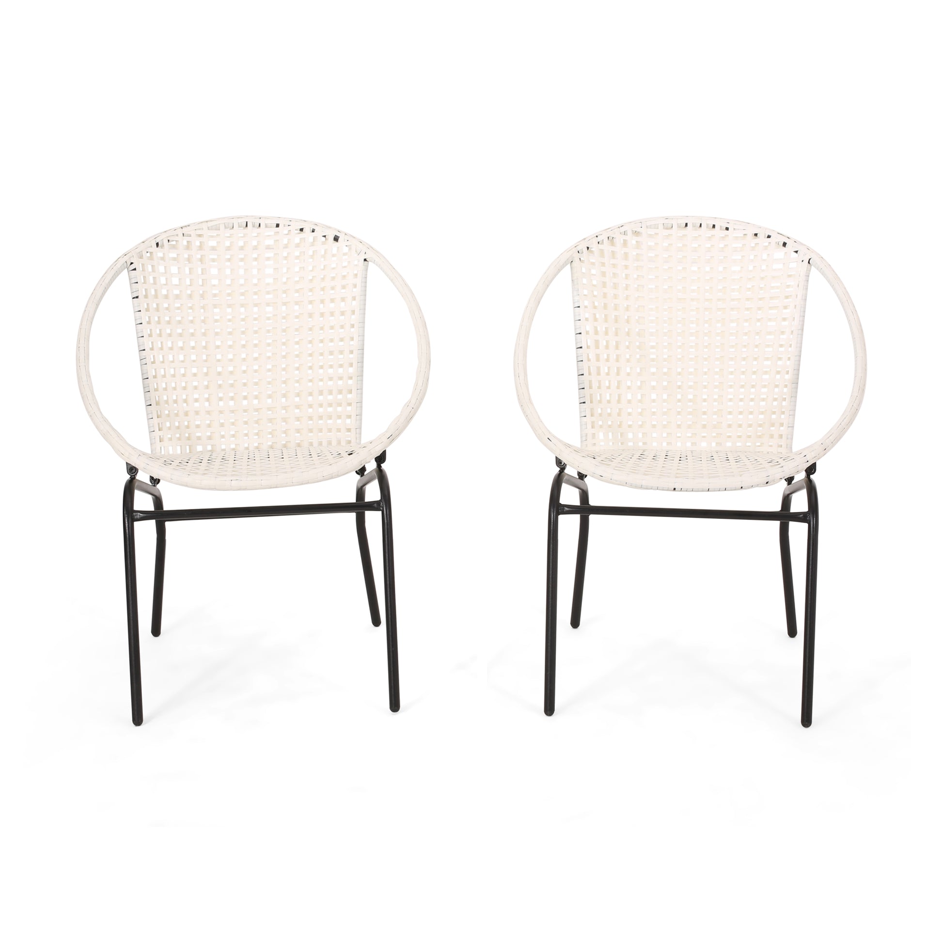 Java Outdoor Wicker Chair Set Of 2 White Iron