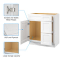 30 In. W X 21 In. D X 34.5 In. H In Shaker White Plywood Ready To Assemble Floor Vanity Sink Base Kitchen Cabinet With Right Door White Plywood