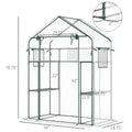 Outsunny Outdoor Walk In Mini Greenhouse With Mesh Door & Windows, Small Portable Garden Green House With 3 Tiers 6 Shelves, Trellis, & Plant Labels Clear Plastic