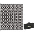 Outsunny Reversible Outdoor Rug, 8' X 10' Waterproof Plastic Straw Floor Mat, Portable Rv Camping Carpet With Carry Bag, Large Floor Mat For Backyard, Deck, Picnic, Beach, Black & White Cr Multicolor Polypropylene