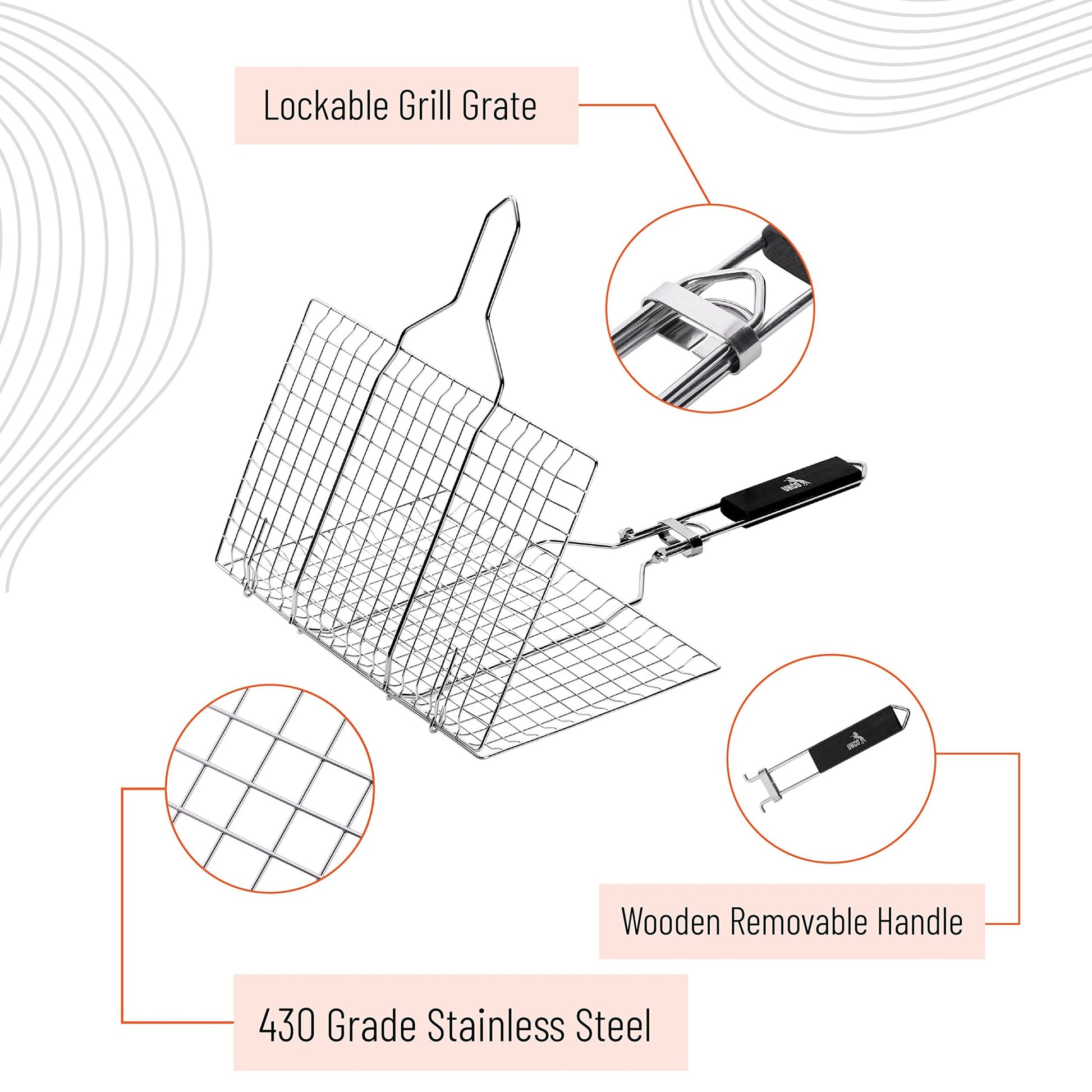 Grill Basket, Stainless Steel, Fish Grill Baskets For Outdoor Grill, Vegetable Grill Basket, Bbq Grill Basket, Fish Basket For Grilling, Grill Accessories Silver Stainless Steel