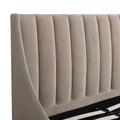 Aspen Vertical Tufted Headboard Platform Bed Set, King, Mink Beige Performance Velvet Box Spring Not Required King Mink Wood Foam Velvet Velvet