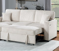 Convertible Sectional Beige Color Corduroy Reversible Chaise W Storage And Sofa Pull Out Bed Pillows Living Room 2Pc Set Beige Primary Living Space Cushion Back Contemporary,Modern L Shaped Rubberwood Rolled Arms Corduroy 4 Seat