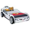 Coupe Twin Race Car Bed, White White Particle Board