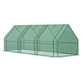 Outsunny 9' X 3' X 3' Portable Mini Greenhouse Outdoor Garden With Large Zipper Doors And Water Uv Pe Cover, Green Green Steel