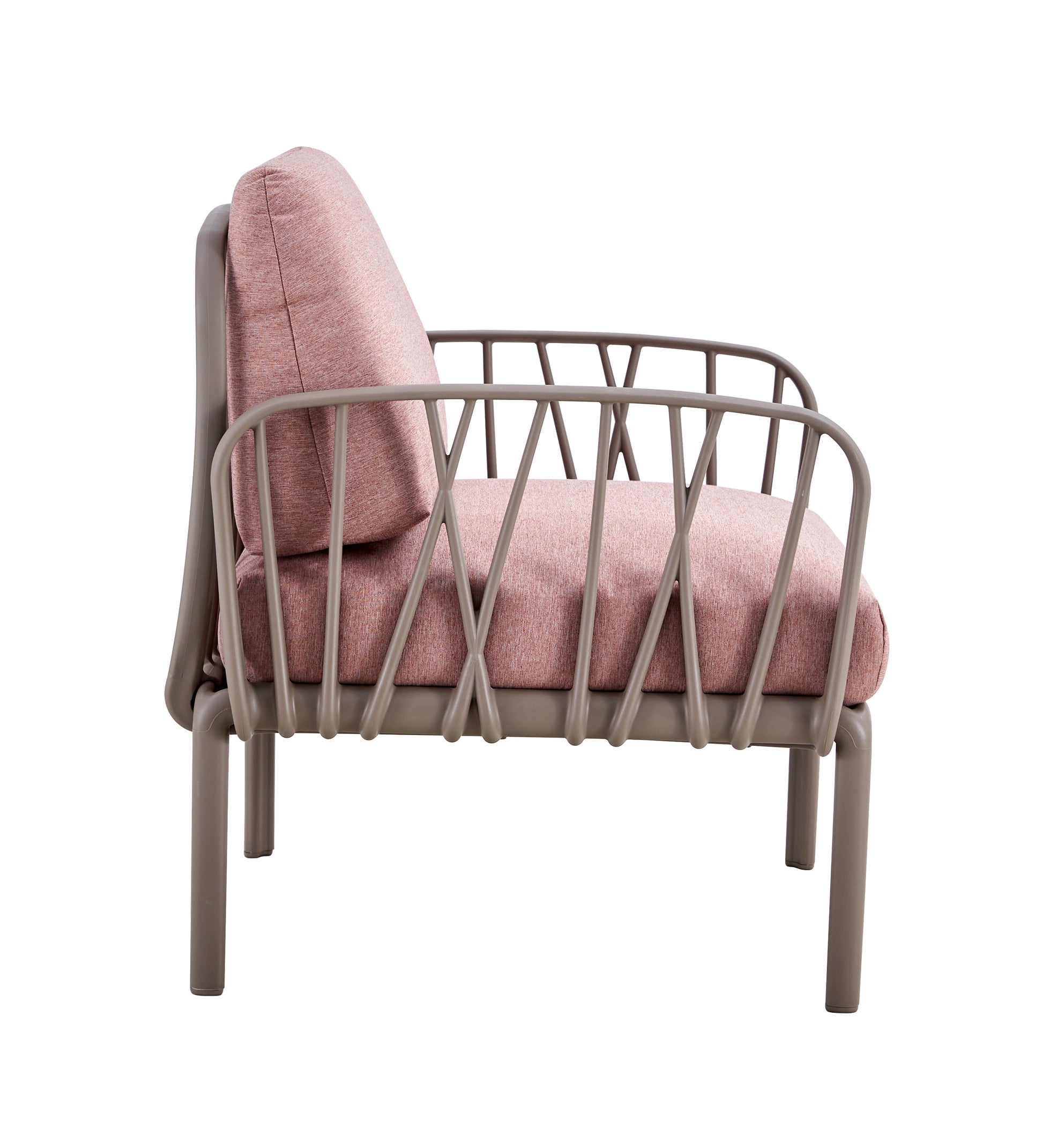 Patio Indoor Outdoor Garden Twin Sofa Armchairs Plastic With Soft Cushion Weather Waterproof Chair Sectional Furniture For Balcony Garden Pool Lawn Backyard Morden Design Sitting Room Seat Sofa Pink Fabric Plastic
