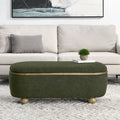 Storage Ottoman Bench, Upholstered End Of Bed Ottoman Bench With Storage And Seating, Large Blanket Storage Bench For Foot Rest In Bedroom, Living Room, Entryway, Dark Green Dark Green Foam