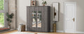 4 Door Mirror Wardrobe With Shelves, Gray Gray Plywood