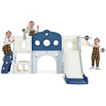 7 In 1 Toddler Slide Set, Freestanding Space Set With Slide, Kids Slide Playset Structure, Arch Tunnel And Basketball Hoop, Toy Storage Organizer For Toddlers, Kids Climbers Playground Blue 50 99 Lbs Cute 1 To 2 Years Hdpe Indoor & Outdoor Use