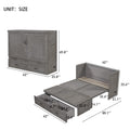 Queen Size Murphy Bed With Usb Ports, Large Drawers And Metal Handles, Antique Grey Queen Gray Solid Wood Mdf