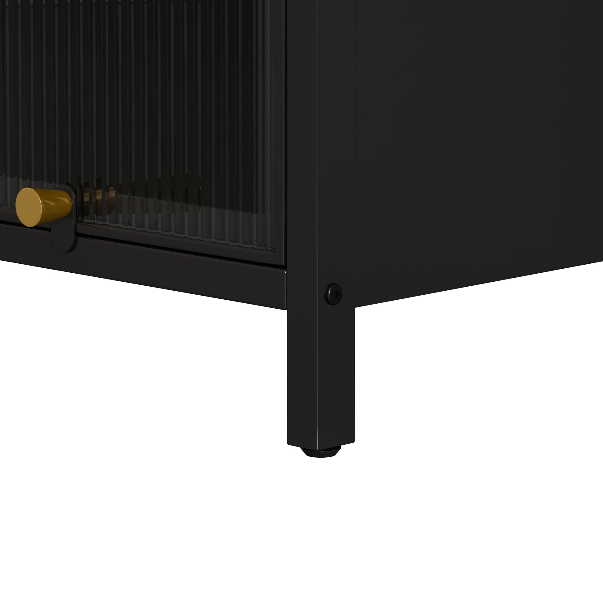 Modern Four Tier Glass Door Cabinet With Featuring Five Tier Storage, For Entryway Living Room Bathroom Dining Room,Black Black Glass,Iron