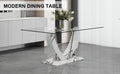 A Modern And Simple Rectangular Glass Table, Equipped With A 0.39 Inch Tempered Glass Table And Medium Density Board Legs, And Stainless Steel Support Shelves. Used In The Kitchen, Dining Room F 907 White Glass