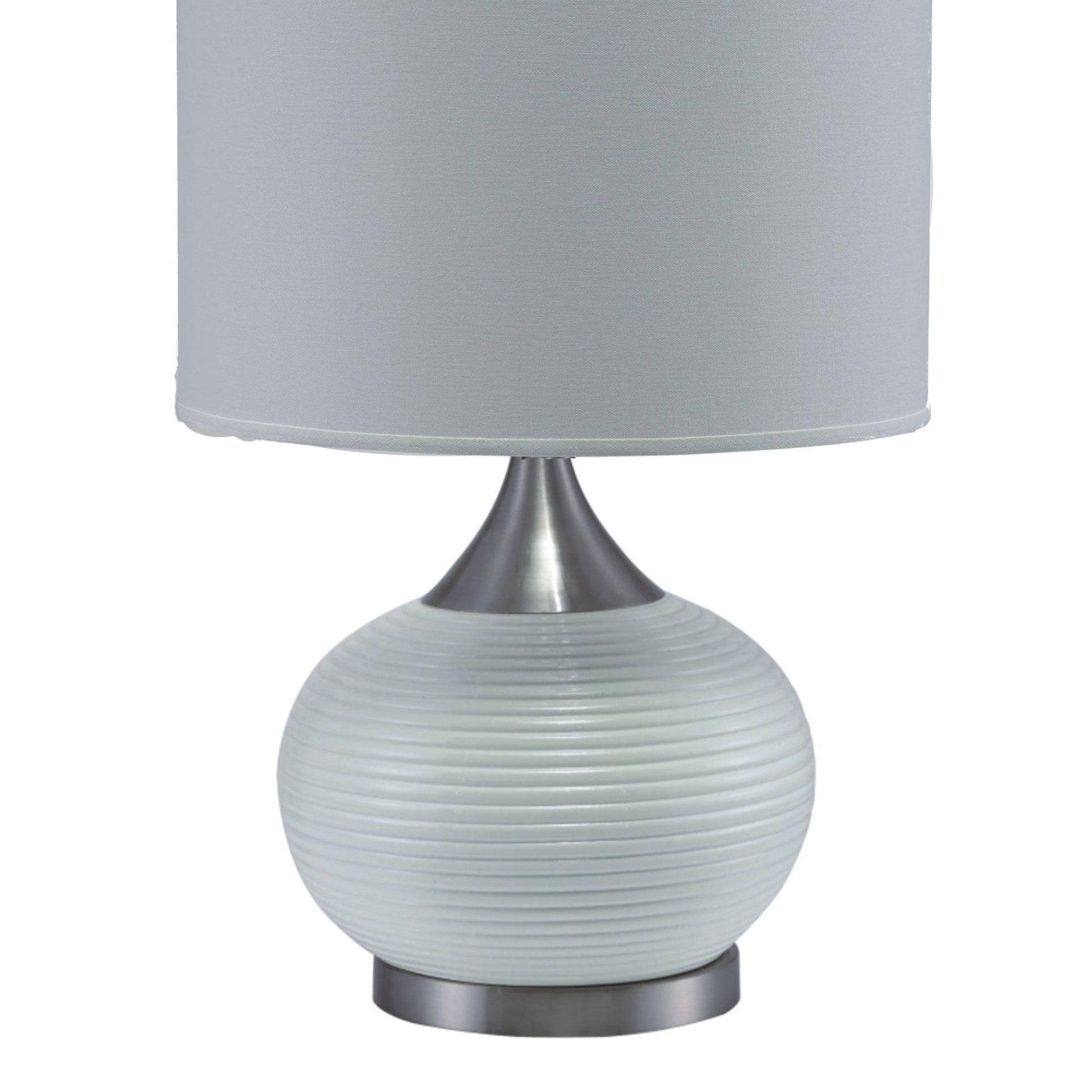 24.5" Tall Ceramic Table Lamp" Horizon", White And Brushed Silver White Metal