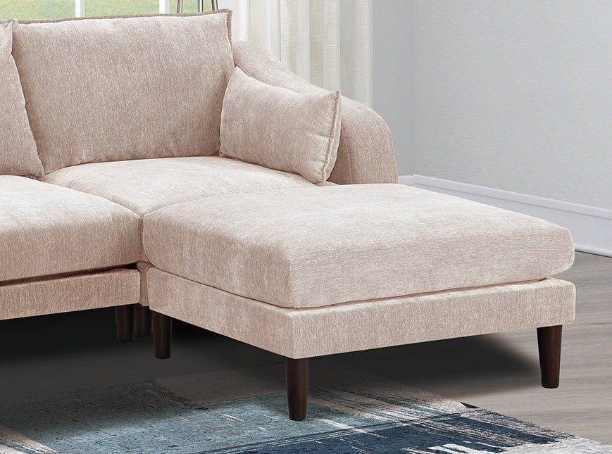 Modern Gorgeous 6Pcs Modular Sectional Set Armless Chairs One Arm Chair Ottoman U Shaped Couch Living Room Furniture Pink Primary Living Space Cushion Back Classic,Contemporary,Modern Modular