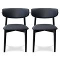 Korbin Black Vegan Leather Dining Chair Set Of 2 Solid Black Espresso Dining Room Wipe Clean Mid Century Modern Dining Chairs Rubberwood Foam Faux Leather,Solid Wood