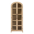 Modern 5 Shelf Arched Tall Bookcase With Glass Doors Oak Oak Mdf Mdf