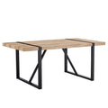 Rural Industrial Rectangular Dining Table With 2.3 Inch Thick Engineered Wood Grain Mdf Tabletop And Black Metal Legs, Serving As A Kitchen Table, Living Room Table, 1529 Natural Wood Mdf