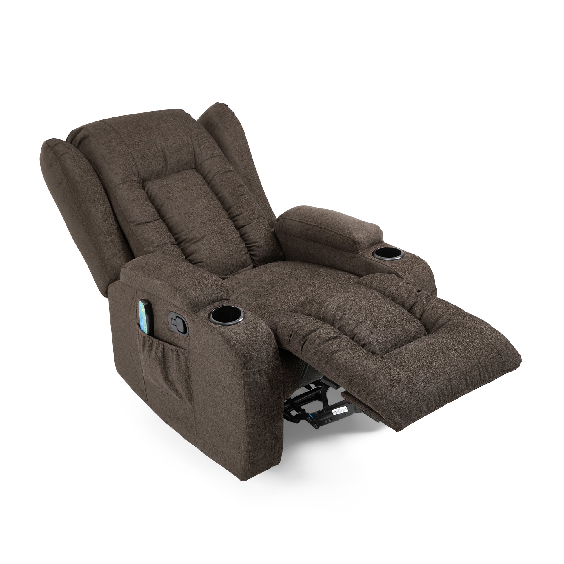 Massage Recliner Brown Fabric