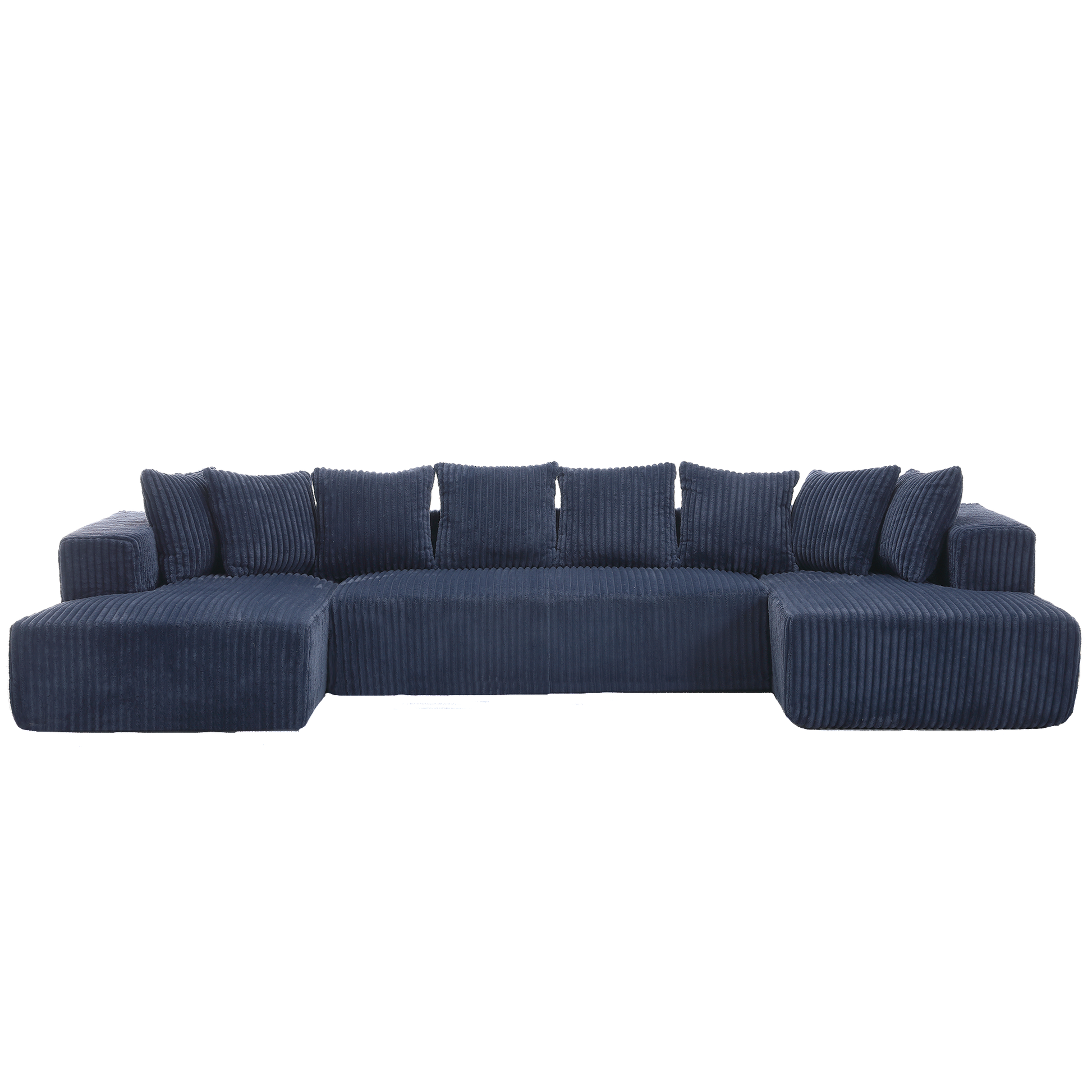 131'' Modular Sectional Couch, U Shaped Sofachaise Lounge, Striped Fabric,Upholstered 4 Seater Couch For Living Room, Bedroom, Free Combination Sofa Corduroy , Blue Blue Polyester Primary Living