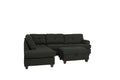 Contemporary 3 Pcs Sectional Sofa Ash Black Polyfiber Cushion Sofa Chaise Ottoman Reversible Couch Pillows Black Multi Wood Primary Living Space Tufted Back Contemporary,Modern L Shaped Rubberwood Particle Board 5 Seat