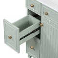 24 Inch Bathroom Vanity Cabinet With Ceramic Sink, 2 Drawers, 1 Door Green Bathroom Solid Wood Mdf