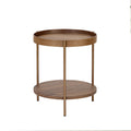 2 Piece Modern 2 Tier Round Coffee Table Set For Living Room,Easy Assembly Nesting Coffee Tables, End Side Tables For Bedroom Office Balcony Yard,Walnut Mdf Walnut Mdf Metal