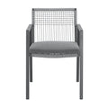 Outdoor Dining Set, Aluminum Dining Chair Set Of 6 With Rope Aluminum Dining Table With Faux Wood Top, Gray Black Black Grey Aluminium