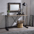 Rustic Oak And Antique Black Rectangular Console Table Rustic Primary Living Space Industrial Freestanding Console Tables Rectangular Wood Metal Sled