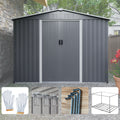 8X6 Ft Outdoor Tool Storage Shed With Metal Foundation & Lockable Doors, All Weather Metal Sheds For Garden, Patio, Backyard, Lawn, Gray Gray Metal