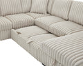 122 Inch Pull Out Couch, Rabbit Plush Fabric Sofa Bed With Usb Ports & Comfy Upholstered, Oversized U Shape Sectional Sleeper Sofa Bed With Storage Chaise, Khaki Light Brown Wood Primary Living Space Medium Duty Eucalyptus 6 Seat Khaki Polyester Soft