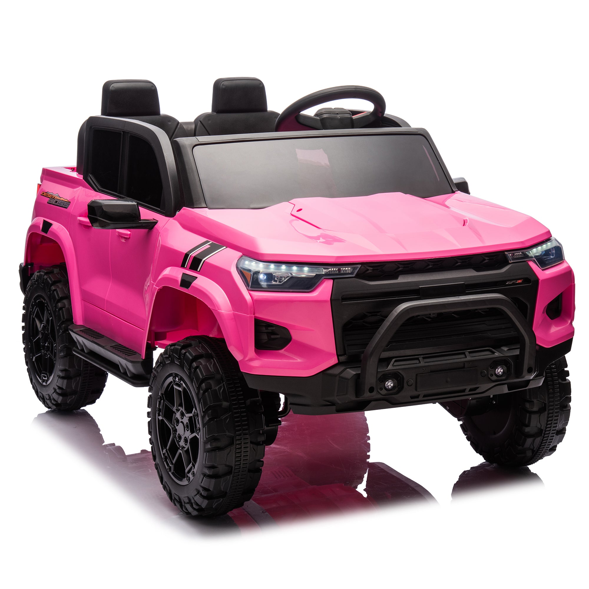 24V10A Two Seater Kids Ride On Electric Pickup, Kids Ride On Toy W Parents Remote Control,4Wd 800W Motors,Two Safety Belts,High Gate Safety Design,Usb,Bluetooth, Speed 2.49 3.73Mph For Kids Aged 3 . Rose Red 50 99 Lbs Polypropylene