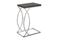 Accent Table, C Shaped, End, Side, Snack, Living Room, Bedroom, Grey Laminate, Chrome Metal, Contemporary, Modern Grey Mdf